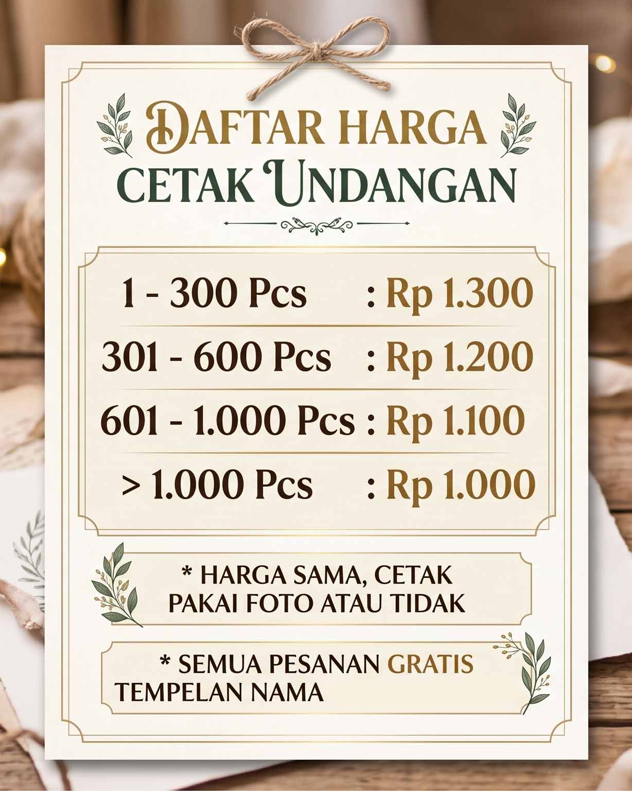 Daftar Harga Undangan